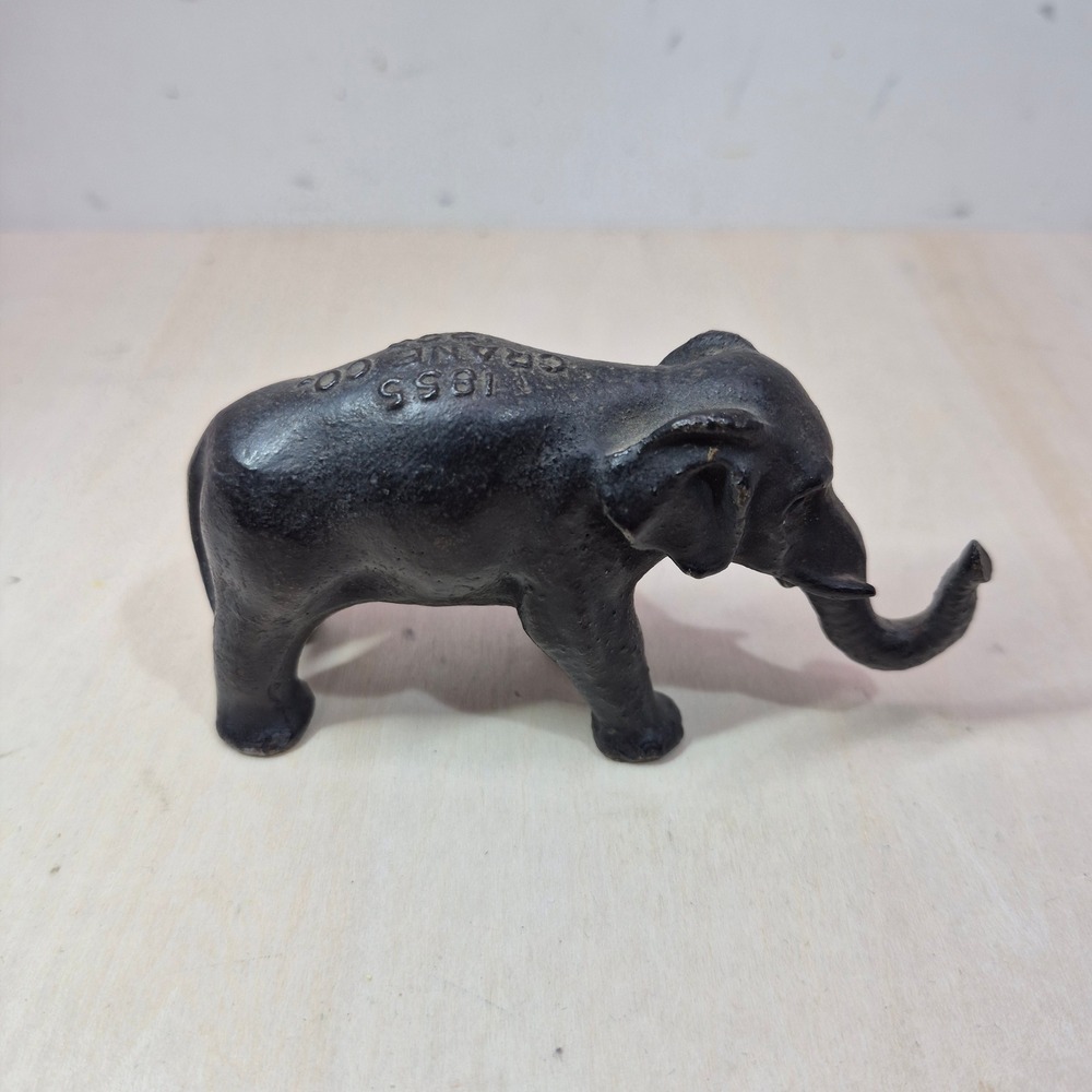 Vintage Crane Co 1855-1905 Cast Iron Elephant Figurine Paperweight Anniversary